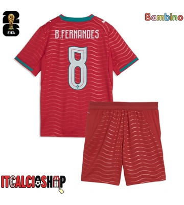Portogallo Bruno Fernandes #8 Prima Maglia Bambino Mondiali 2026 Manica Corta (+ Pantaloni corti)
